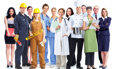 A variety of workers from different sectors and professions
