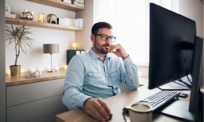 An employee working from home