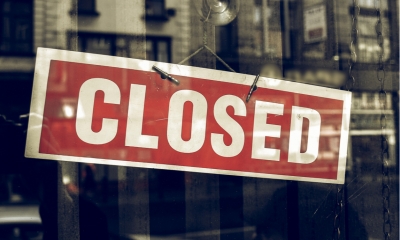 Closed notice on a shop window