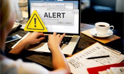 Cyber crime alert on a computer screen