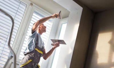 A plasterer at work