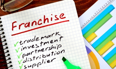 Piece of paper with 'Franchise' written in red ink with a list written underneath