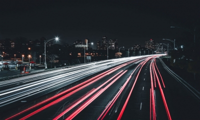 Time lapse photo of a city motorway in Perth, Australia
