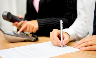 Woman writing references