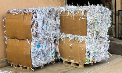Bundles of waste paper