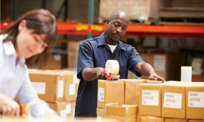 Workers in a distribution centre