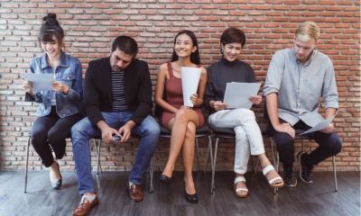 Job candidates waiting for their interviews