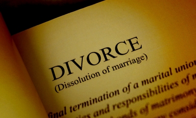 Divorce and family law glossary Dictionary open on the page for Divorce showing a written explanation of the word