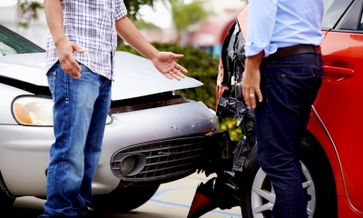 Two drivers in a stand-off following a road traffic accident