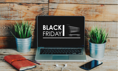 Open laptop with Black Friday on screen