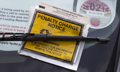 Traffic offences Penalty charge notice on car windscreen